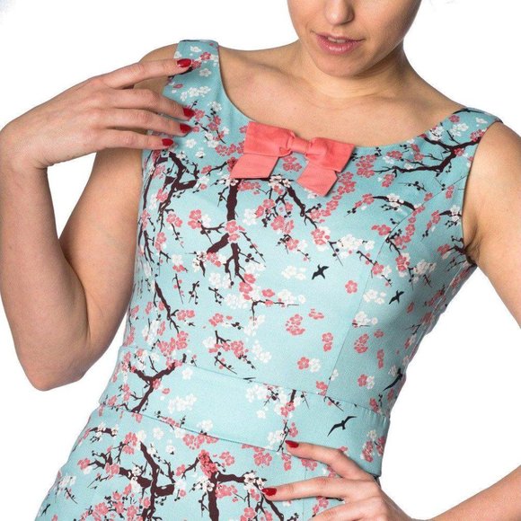 Banned Blue Blossom Wiggle Dress - Picture 3 of 6